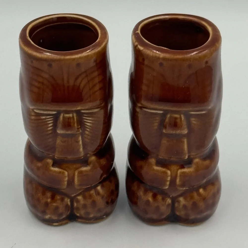 Pair of Maori Tiki Mug Shot Glasses